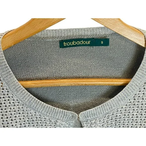 Anthropologie Troubadour Womens Cardigan Gray Sparkle Metallic Small S Holiday - Picture 2 of 7